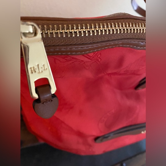 Vintage Polo Ralph Lauren red embossed horseshoes RLL tote hand bag GC~ - Picture 11 of 17